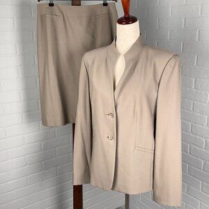 Talbots Skirt Suit Women‎ 10 30Wx23L Taupe Brown Italian Wool Stretch Classic